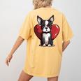 Boston Terrier Mom Dad Bostie Dog Lover Valentines Day Women's Comfort Colors T-Shirt Back Print Mustard
