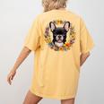 Boston Terrier Mom Floral Bostie Dog Lover Flowers Cute Women's Comfort Colors T-Shirt Back Print Mustard