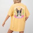 Boston Terrier Mom Mother's Day Women's Comfort Colors T-Shirt Back Print Mustard