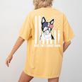 Boston Terrier Papa Cool Dog Lover USA American Flag Men Women Women's Comfort Colors T-Shirt Back Print Mustard