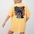 Boston Terrier Patriotic 4th Of July USA American Flag Women's Comfort Colors T-Shirt Back Print Mustard