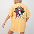 Boston Terrier Pirate T Shirt Jolly Roger Crossbones Skull Women's Comfort Colors T-Shirt Back Print Mustard