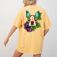 Boston Terrier In Red Day Of The Dead Sugar Skull Dog Women's Comfort Colors T-Shirt Back Print Mustard