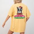 Boston Terrier Santa Claus Christmas Dog Women's Comfort Colors T-Shirt Back Print Mustard