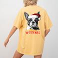 Boston Terrier Santa Claus Hat Merry Christmas Dog X-Mas Women's Comfort Colors T-Shirt Back Print Mustard