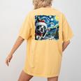 Boston Terrier Santa Starry Night Van Gogh Christmas Dog Men Women Kids Women's Comfort Colors T-Shirt Back Print Mustard