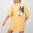 Boston Terrier Shirts For Women Girls Kids Heart Cute Women's Comfort Colors T-Shirt Back Print Mustard