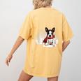 Boston Terrier In The Snow Merry Christmas Winter Women's Comfort Colors T-Shirt Back Print Mustard