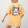 Boston Terrier Sugar Skull Dog Day Of The Dead Women's Comfort Colors T-Shirt Back Print Mustard