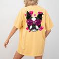 Boston Terrier Valentines Day Shirt Heart Dog Lover Women's Comfort Colors T-Shirt Back Print Mustard