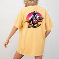 Boston Terrier Wearing A Cowboy Hat On T-Rex Women's Comfort Colors T-Shirt Back Print Mustard