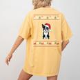 Boston Terrier Wearing Santa Hat Ugly Xmas Dog Lovers Women's Comfort Colors T-Shirt Back Print Mustard