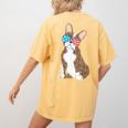 Brindle Boston Terrier Dog Patriotic Shirt USA Flag Women's Comfort Colors T-Shirt Back Print Mustard