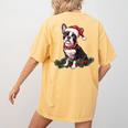 Cute Boston Terrier Dog Christmas Merry X-Mas Graphic Women's Comfort Colors T-Shirt Back Print Mustard