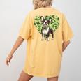 Cute Boston Terrier Shamrock St Patrick's Day Dog Lover Men Women Kids Women's Comfort Colors T-Shirt Back Print Mustard