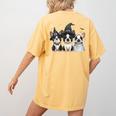 Cute Halloween Boston Terrier Dogs Witch Hat Ghost Dog For Men Women Kids Women's Comfort Colors T-Shirt Back Print Mustard