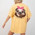 Cute Pug Shirt Donut Girls Dog Women's Comfort Colors T-Shirt Back Print Mustard