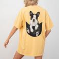 Dog Lovers Boston Terrier In Pocket Dog Face For Men Women Kids Women's Comfort Colors T-Shirt Back Print Mustard