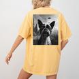 Dog Mom Dad Alien Selfie Boston Terrier UFO For Men Women Women's Comfort Colors T-Shirt Back Print Mustard