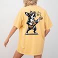 Dog Playing Guitar Singing Boston Terrier For Men Women Girls Kids Women's Comfort Colors T-Shirt Back Print Mustard