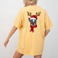 Family Matching Reindeer Xmas Boston Terrier Christmas Women's Comfort Colors T-Shirt Back Print Mustard