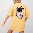 Girls I Heart Mom Love Mama Boston Terrier Dog Lover Women's Comfort Colors T-Shirt Back Print Mustard