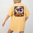 Halloween Boston Terrier Dog Breed With Jack O' Lantern Art Women's Comfort Colors T-Shirt Back Print Mustard