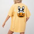 The Halloween Boston Terrier Women's Comfort Colors T-Shirt Back Print Mustard