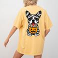 Halloween Dog Boston Terrier Mummy Costume Men Women Kids Women's Comfort Colors T-Shirt Back Print Mustard