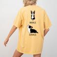 Inhale Exhale Yoga Boston Terrier Tshirt Women's Comfort Colors T-Shirt Back Print Mustard