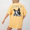 Love Is Boston Terrier Bostie Women's Comfort Colors T-Shirt Back Print Mustard