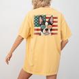 Patriotic Boston Terrier Dog Lover USA Flag 4th Of July For Men Women Kids Women's Comfort Colors T-Shirt Back Print Mustard