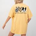 Peace Love Boston Terrier Boston Terrier Lover Dog Mom Women's Comfort Colors T-Shirt Back Print Mustard