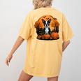 Pumpkin Boston Terrier Costume On Boston Terrier Halloween Women's Comfort Colors T-Shirt Back Print Mustard