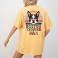 Retro Boston Terrier Dad Women's Comfort Colors T-Shirt Back Print Mustard