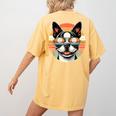 Retro Sunset Sunglasses Boston Terrier Boston Bull Bostie Women's Comfort Colors T-Shirt Back Print Mustard