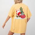 Santa Ugly Christmas Tree Lights Boston Terrier Dog Lover Women's Comfort Colors T-Shirt Back Print Mustard