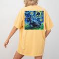 Scottish Terrier Starry Night Scotty Dog Art By Aja Women's Comfort Colors T-Shirt Back Print Mustard