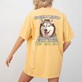 Siberian Husky Professional Human Trainer Women's Comfort Colors T-Shirt Back Print Mustard