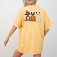 Spooky Ghost Boston Terrier Pumpkin Halloween Dog Lover Women's Comfort Colors T-Shirt Back Print Mustard