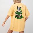 St Patrick's Day Leprechaun Boston Terrier Dog Shamrock For Men Women Kids Women's Comfort Colors T-Shirt Back Print Mustard