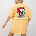 Ugly Xmas Sweater Santa Boston Terrier Dog Christmas For Men Women Kids Women's Comfort Colors T-Shirt Back Print Mustard