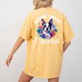 Watercolor Floral Boston Terrier Mama Dog Lover Mother's Day For Men Women Girls Kids Women's Comfort Colors T-Shirt Back Print Mustard