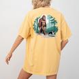 Whimsical Forest Adventures Sasquatch Bigfoot Walking Boston Terrier Dog Lovers Women's Comfort Colors T-Shirt Back Print Mustard