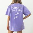 Adopt Animals Don't Shop For Them Women's Comfort Colors T-Shirt Back Print Violet