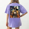 Aesthetic Halloween Boston Terrier Dog Witch Pumpkin For Men Women Kids Women's Comfort Colors T-Shirt Back Print Violet