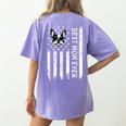 Best Boston Terrier Dog Mom Ever USA Flag For Men Women Kids Women's Comfort Colors T-Shirt Back Print Violet