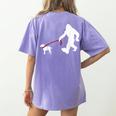 Bigfoot Walking With Bull Terrier Dog Women's Comfort Colors T-Shirt Back Print Violet