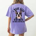 Bostie Mama Dog Dad Boston Terrier For Men Women Women's Comfort Colors T-Shirt Back Print Violet