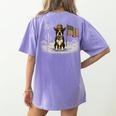 Boston Terrier 4th Of July US American Flag Dog Patriotic Women's Comfort Colors T-Shirt Back Print Violet
